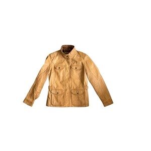 EDDIE BAUER Leather Jacket Outdoor Blouson Cowhide Camel Quilted Sz Medium